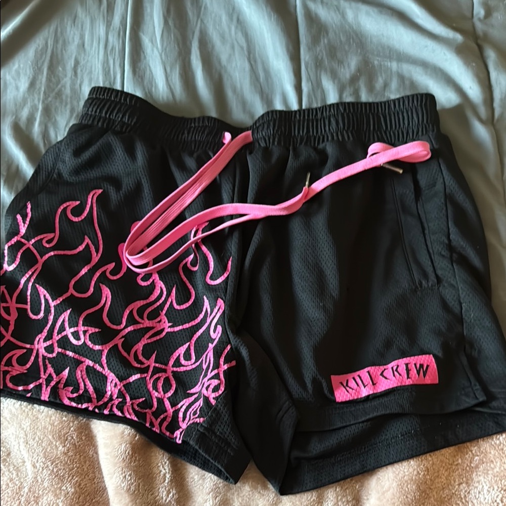 Kill Crew Black and Pink Athletic Shorts